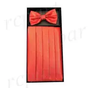NEW in box 100% polyester glitter Cummerbund & bowtie set wedding Red