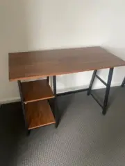 Priceworth Zetland Writing Desk with 2 Storage Shelves - Light Walnut