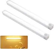 Pack of 2pieces,Intelligent LED Body Sensing Light,Long Strip Rechargeable, self-Adhesive, Night Light, Table lamp, Wardrobe l, Wine Cabinet, Cabinet, Corridor (Yellow Light,20cm)