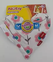Nuby Bandana Dribble Bibs 2 Pack 0m+ Flower Polka Dots Pink Purple Baby NEW
