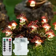 Mushroom String Light 3m 30LED with Remote Control 8 Modes Battery Powered Fairy Lights Decorfor Home Garden Terrace Christmas Wedding Party Indoor Outdoor Pat