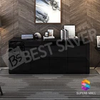 Modern High Gloss Sideboard Buffet Cabinet Cupboard Storage 4 Doors Black 200cm