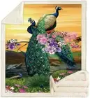 Alottagifts Peacock Paradise Serpa 50’’ x 60’ Throw Blanket Bed Couch Sofa NEW