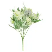 7 Branch Artificial Silk Peony Hydrangea Fake Flower with Stem, Green