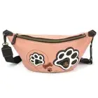 New Chala Crossbody Vegan Sling Fanny Pack Bag PAW PRINT Pink RFID Convertible