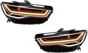 Compatible For A6 C7 A6L S6 2012-2018 LED Auto Headlights Assembly Upgrade Angel Feather Style Projector Lens Car Front Lamps Accessories(For 12-15 User)