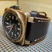 24mm DARK BROWN Bell & Ross Leather Strap BR01 BR03 Medium 130mm X 70mm GOLD