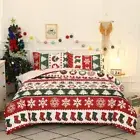 Mengersi Christmas Snowflakes Duvet Cover King Size,Xmas Trees Holiday Beddin...