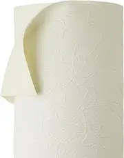 A-Express Floral Faux Leather Fabric - Embossed PU Vinyl Material - 140cm 55" Inches Wide - 430 GSM by The Metre - Textured Flower Upholstery Fabric, DIY Craft Sheets, Purse - Light Cream 5 Metres