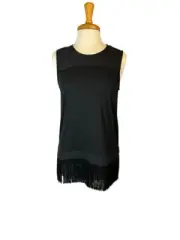 J. Crew Women's Black Tassel Fringed Hem Sleeveless Blouse Top Size Small NWT