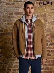 Tan Brown Canvas Borg Lined Jacket (F17815) | $136