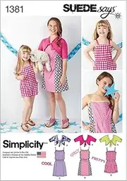 Simplicity Suede Says Pattern 1381 Girls Dress, Romper and Knit Cardigan Sizes 3-4-5-6