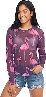 [RPLIFE] Flamingos Dark Purple Mesh Sleeves, Sexy Mesh Top S-XXL