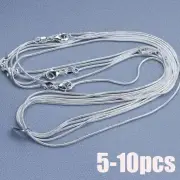 925 Silver 1MM Solid Snake Chain Necklace Choker Jewelry Set 5-10Pcs Gift