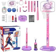 Toddler Basketball Hoop - 4 in 1 Pool Basketball Hoop Set Tee Ball Stand,Indoor Sport Toys Ball Game for 1-8 Years, Children, Girls
