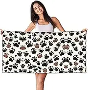 HTTUP Dog Paw Prints Print Quick Dry Beach Towel Lightweight Oversized for Adults for Travel and Pool Towels
