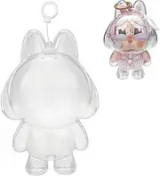 Transwon Crybaby Protective Case, Clear Acrylic Display Box with Keychain for CRYBABY Crying Again Series Plush Doll (Doll Not Included)