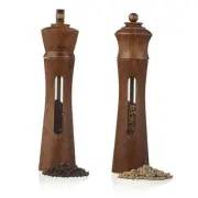 King & Queen Chess Piece Salt and Pepper Grinder Set – 9-Inch Acacia Wood Man...