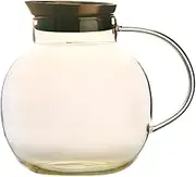 Water Pitcher 54.1 Oz Round Glass Pitcher with Cover Household Cold Carafe Heating Teapot for Home, Restaurant, Office Water Carafe
