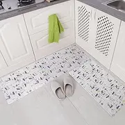 Kitchen Mats, 2-PC Anti Fatigue Non Slip Kitchen Floor Mat Waterproof Kitchen Rugs Comfort Standing Mat for Kitchen, Living Room, Office, Sink, Laundry, Garage (2pcs - Style 2)