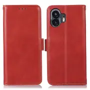 For Nothing Phone (2) Genuine Cow Leather Crazy Horse Texture Cover Stand Wallet Phone Case