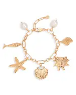 Ettika Radiant Cubic Zirconia & Cultured Freshwater Pearl Shell Charm Bracelet