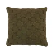 Bambury Harris 500GSM Cotton Square Checkerboard Cushion Olive