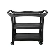 Cleanlink 112x94cm Utility Trolley Janitorial School/Office Cleaning Cart Black