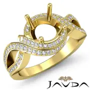Round Semi Mount Curve Shank Diamond Engagement Pave Ring 14k Yellow Gold 1Ctw