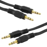 2PK PRO.2 20m Stereo AUX Extension Cable/Lead 3.5mm M to Male Plug/Auxiliary