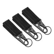 Belt Keeper Key Ring, 3Pcs Thickening Nylon Webbing Strap Key Chain, Black