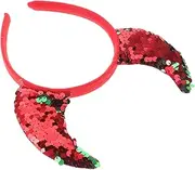 [FRCOLOR] Devil's Horn Headband Ox Horn Shape Headdress Devil Hair Accessories Devil Horn Headwear Rhinestone Devil Horns Headband Halloween Hairbands Devil Headband Horn Hairband Red Fabric