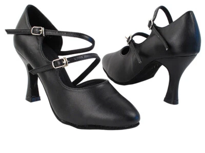 Black Leather Latin Salsa Tango Very Fine Ballroom Competitive Dance Shoes PP201