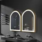 Illuminated Gold Arch Bathroom Mirror with Aluminum Framed for Vanity Dimmable