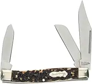 Uncle Henry Next Gen Staglon 885UH Sr. Rancher 6.9in Folding Knife with Stainless Steel Clip-Point Blade, Sheepsfoot Blade, Spey Point Blade, and Staglon Handle for Hunting, Camping, EDC