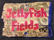 SPONGEBOB SQUAREPANTS Jellyfish Fields wood sign w/ original art by Dave Aikins
