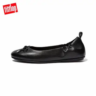 【FitFlop】ALLEGRO BOW LEATHER BALLERINAS 經典全皮革芭蕾舞鞋娃娃鞋-女(靚黑色)