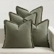 Decorative Couch Pillow Covers Neutral Linen 18" x 18" (Pack of 4) Olive Green