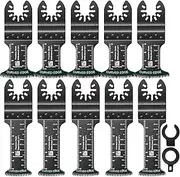 10Pcs HCS Multi Tool Blades for Wood Plastic Extra Long and 44mm Broad Reach Arc Edge Teeth Cutting Oscillating Saw Multitool Accessories Quick Release Compatible with Bosch Fein Ryobi Makita