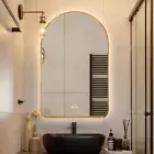 Arched LED Mirror Gold 100x75cm Bevel Backlit Dimmable Defogger Touch Sensor