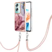 Electroplating Marble Dual-side IMD Phone Case with Lanyard, For OPPO A79 5G Global
