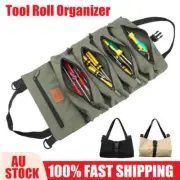 Multi-Purpose Tool Roll Up Bag Wrench Pouch Canvas Hanging Organizer w/ 5 Pocket