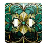 Art Nouveau Floral Light Switch Cover - Green & Teal Metal SwitchPlate, Multiple