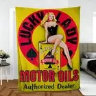 Vintage Style Retro Lucky Lady Motor Oil Ultra-Soft Micro Fleece Blanket