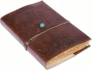 Leather Journal Refillable Vintage Writing Notepad Deckle Edge Tree Of Life Book