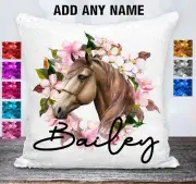 Horse Cushion Cover Sequin Throw Pillow Flip Sequins Floral Personalised