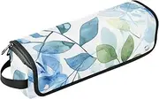 Yoogain Hair Tools Travel Bag with Removable Heat Resistant Mat Hair Tools Organizer Storage Bag for Curling Iron Straightener Flat Hair Dryer, Watercolor Art Leaves Blue Green Travel Accessory