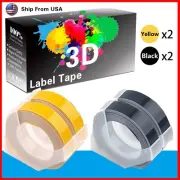 (2Yellow+2Black) LabelTape Fit For Dymo 814580 Dymo 15447 Label Makers