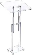 Beeveer Acrylic Podium Stand Clear Lecterns Pulpits for Classroom Office Concert Lecture 23.6'' x 15.7'' Angle Height Adjustable Rolling Pulpits with Lockable Wheels for Churches Mobile Pulpit Podium
