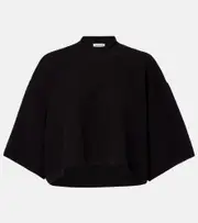 [Alaia] Alaïa Cropped cotton-blend T-shirt AU 14 black